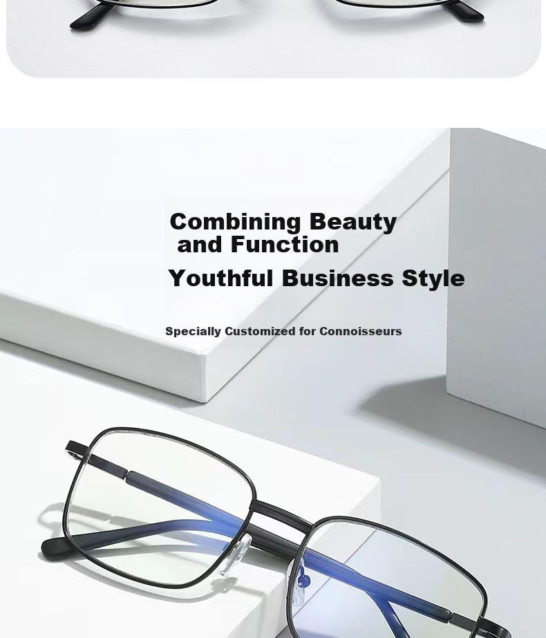 Cuntiandaofu Reading Glasses, Progressive Multifocal Reading Glasses, Anti-Blue Light, Black Frame 100 Degrees [Suitable for Ages Below 50] 3