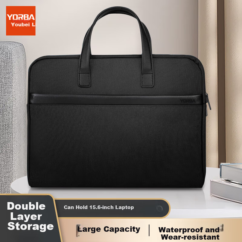 Youbili Briefcase, Handheld Zipper Business Bag, Conference Bag, Document Folder, Men's Style Business Office Supplies File Bag, Multifunctional Laptop Bag 8351
