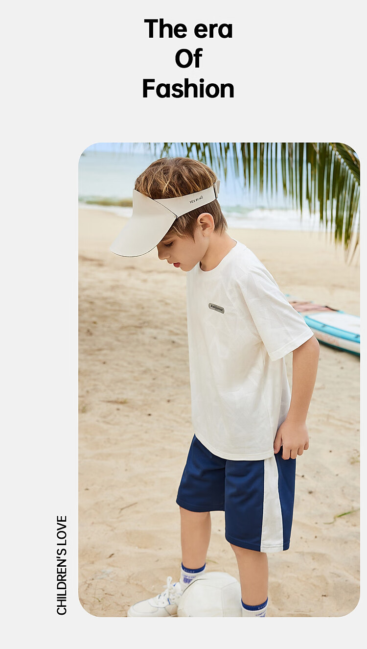 ASK JUNIOR Children's Clothing Set, Boys' Summer Outfit, Cool Thin Short-Sleeve T-Shirt And Shorts, Running Sports Two-Piece Set, Blue 8