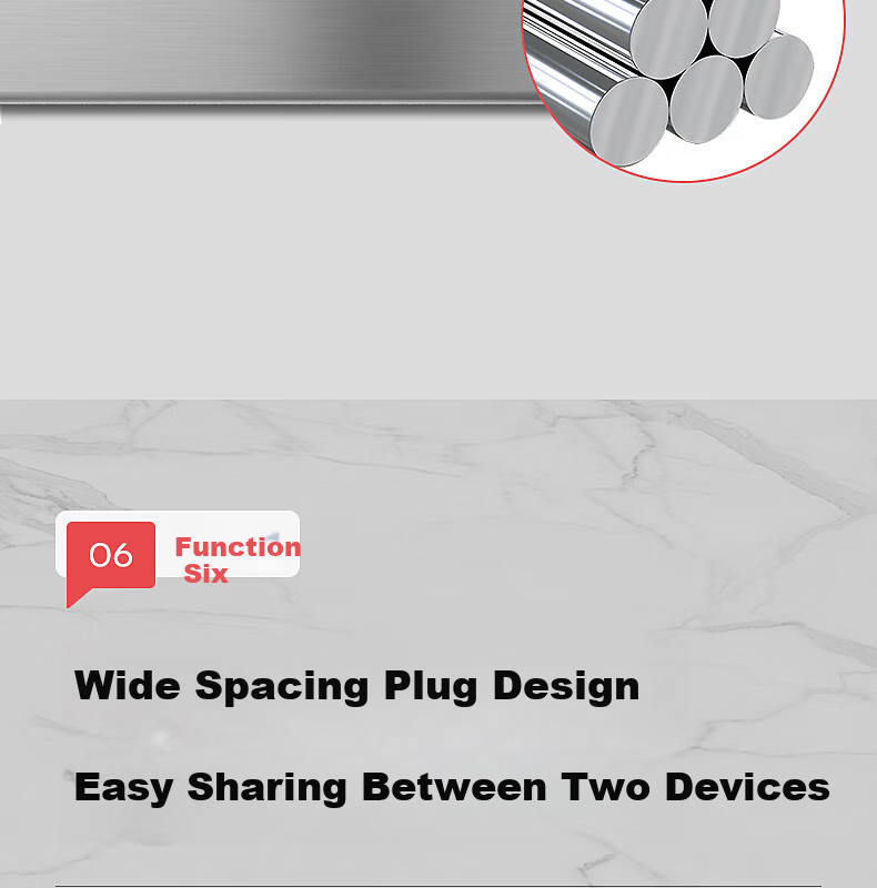 FDD Floor Socket, 86-Type Flat Push-In Floor Socket, Ultra-Thin Sliding Cover, Stainless Steel Waterproof Wall Concealed Box Floor Socket Box, Silver, Five Holes 17