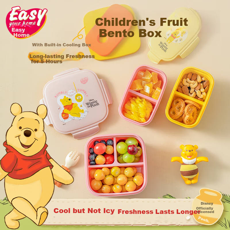 Easy Your Home Elementary School Fruit Cooler Box Autumn Picnic Box with 3 Compartments Lunch Box Children's School Supplies Essential for Back-To And Kindergarte