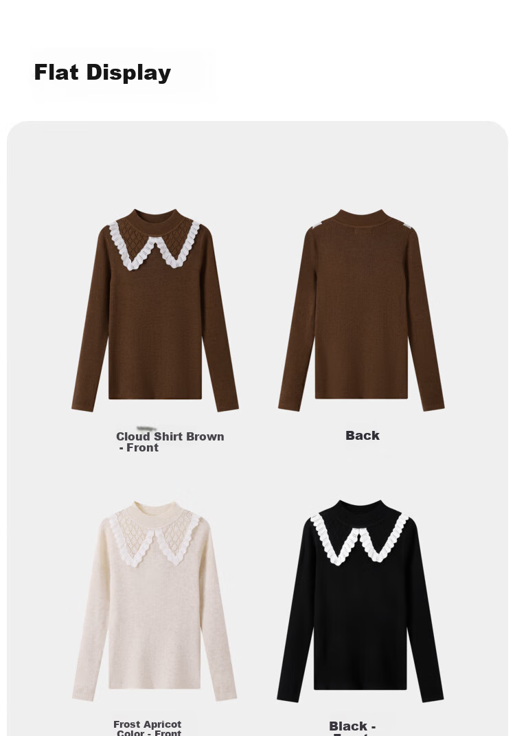 Annil Girls' Mid-Neck Knit Sweater, New Winter 2024 Style, Cloud Sweater Brown, Size 130 15