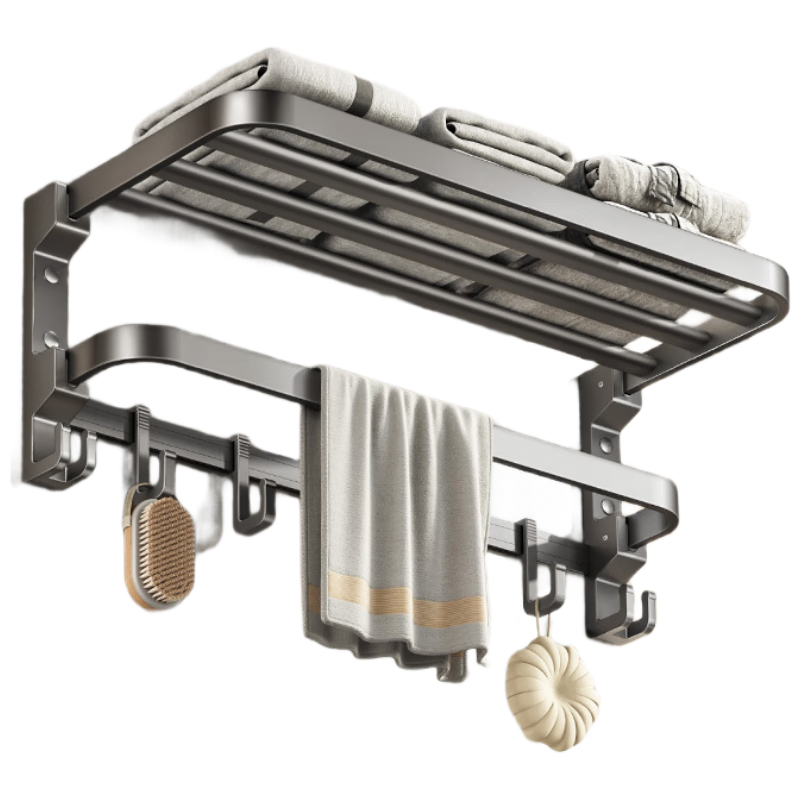 Cobbe Bathroom Storage Rack, No Drilling Required Towel Rack, Space Aluminum Accessories, Wall-Mounted Towel Bar