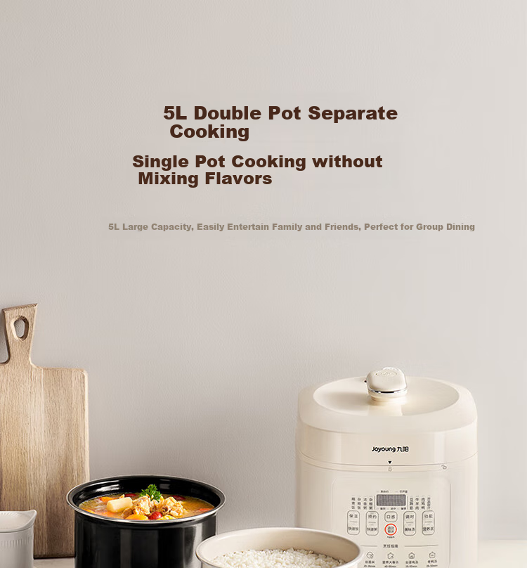 Joyoung Home 5L Dual Inner Pot Rice Cooker with Crystal Diamond Inner Pot for Stewing Soup, Cooking Porridge, Cooking Rice, Electric Pressure Cooker with Deep Soup Inner Pot, Multifunctional High-Pressure Stewing And Cooking Pot Y-50H115 10