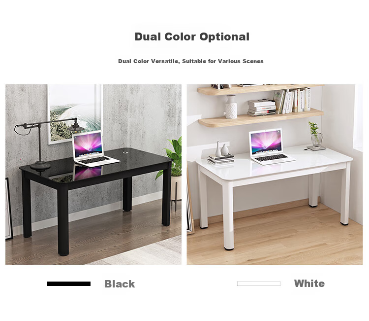 Fanshe Computer Desk, Minimalist Modern Design with Cable Grommet, Glass Desk for Study, Office, Home Use, Dual-Purpose Desk for Dining Room 3