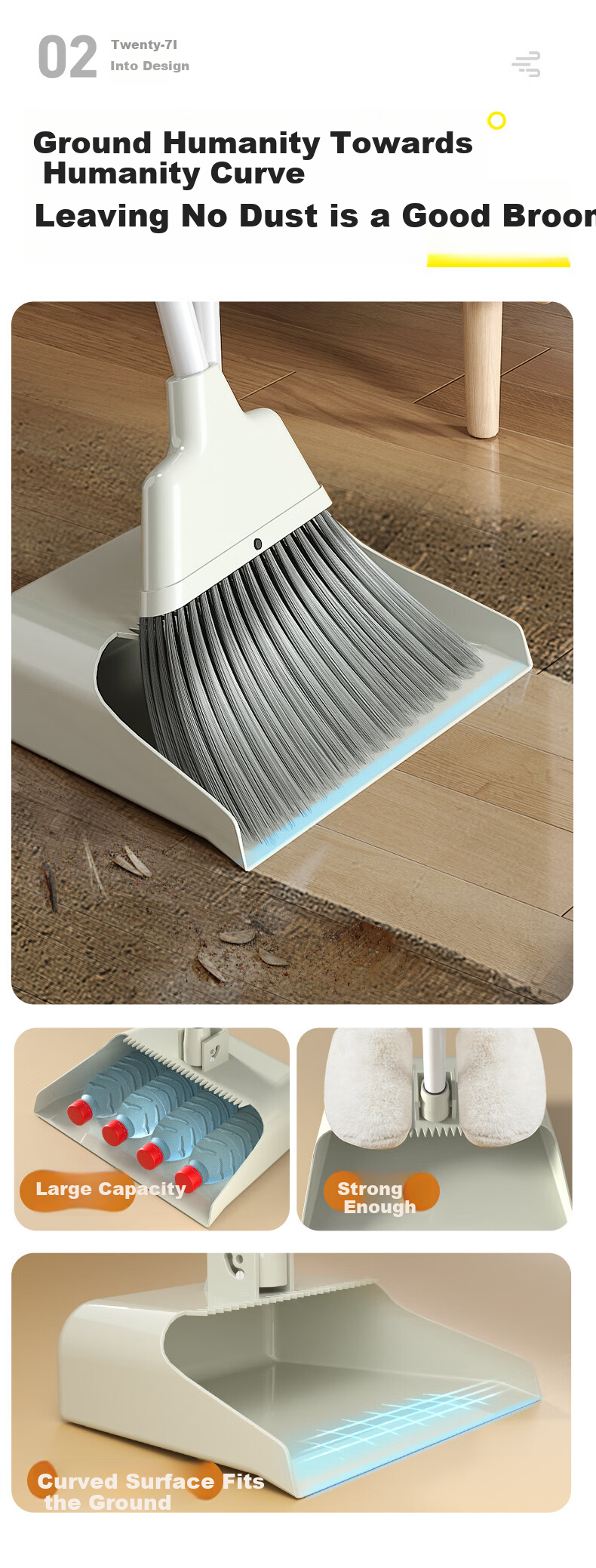 CONDOR Japanese Broom And Dustpan Set, Foldable Household Cleaning Tools, Non-Stick Hair Broom, Floor Sweeping Wonder 9
