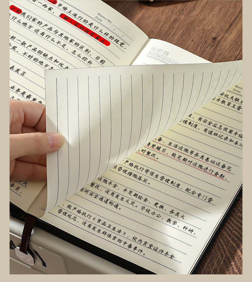 Zuodi [Free Engraving] Notebook A5 Thick Journal Business Leather Cover Notebook Work Diary Meeting Minutes Book Office Stationery Customizable 6