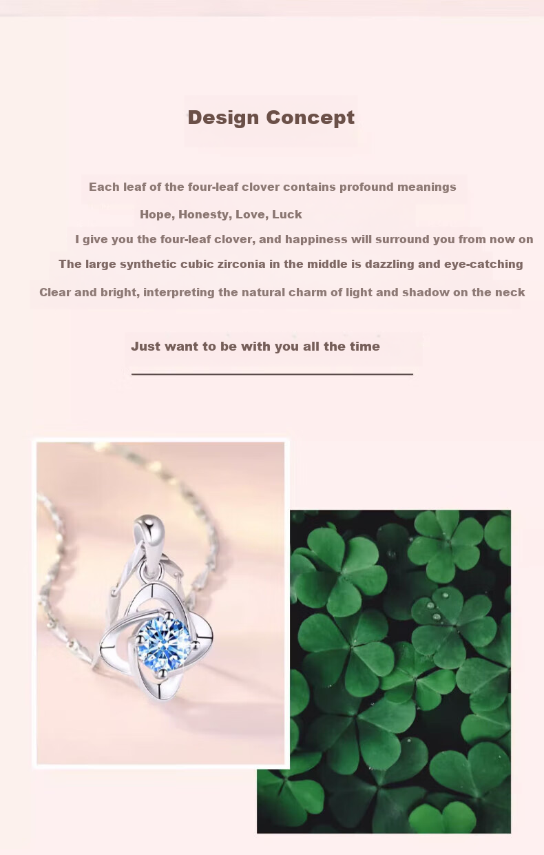 Zhoubaifu [1000+ Stores] Four-Leaf Clover Necklace for Women, Luxurious Silver Pendant Birthday Gift for Girlfriend Or Wife 2