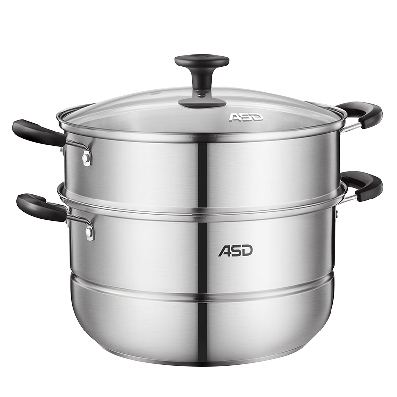 ASD Double-Layer Stainless Steel Steamer Pot, Household All-In Soup Pot for Stewing And Steaming, 28CM Large Capacity Steamer QVL1528