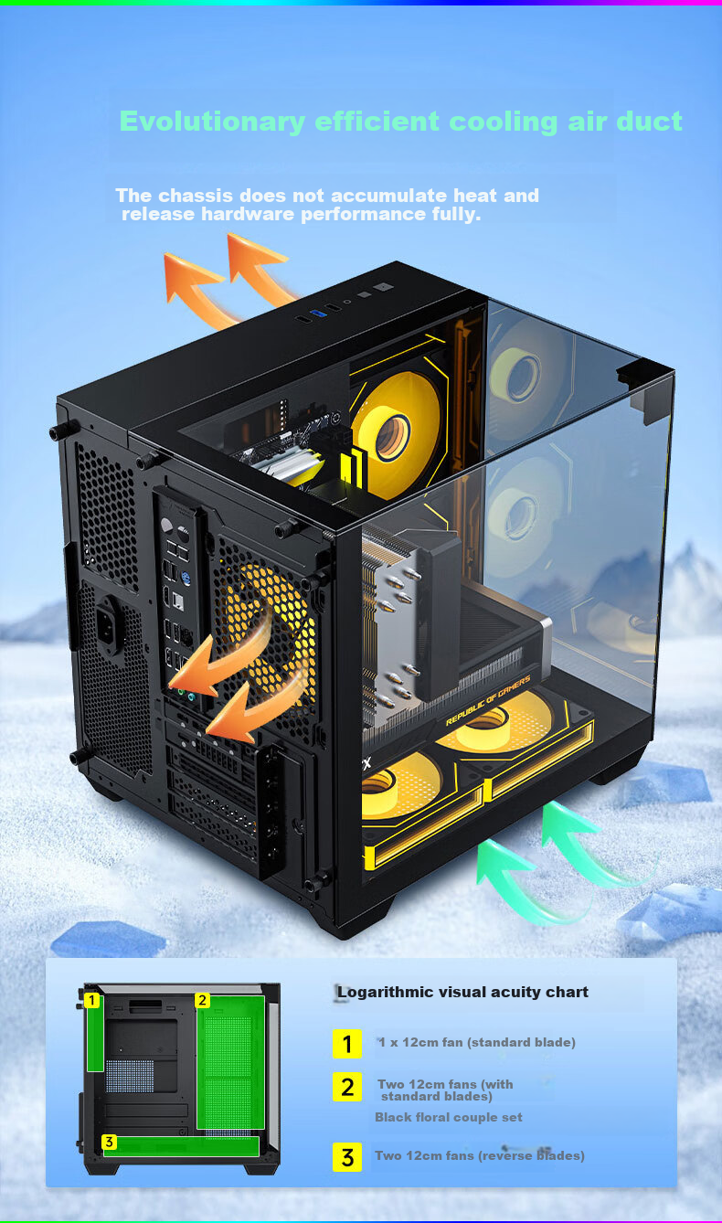 AOC Starry Sea CG389 Black Gaming Computer Case, Three-Sided Glass/No Pillars/Supports MATX/5 Fan Positions/3D Panoramic View/Lower And Upper Compartments 5