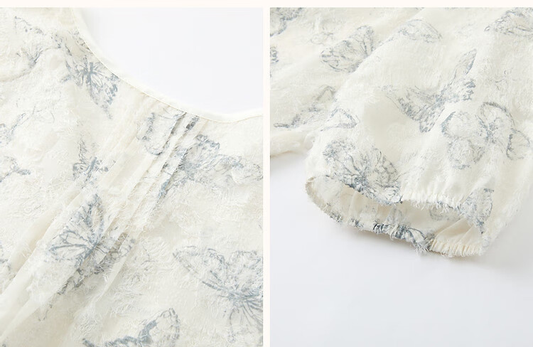 Dme [Mystical Romanticism] Spring And Autumn Style New Chinese Butterfly Clip Flower Shirt Tassel Button-Up Blouse 7