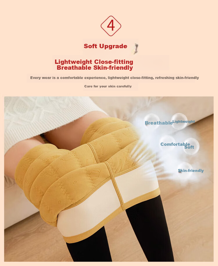 LangSha Thermal Leggings, 100% Golden Silk, Women's Warm Pants for Autumn And Winter, Fleece-Lined High-Waist Extra Thick Anti-Cold Tights for Northeast China 10