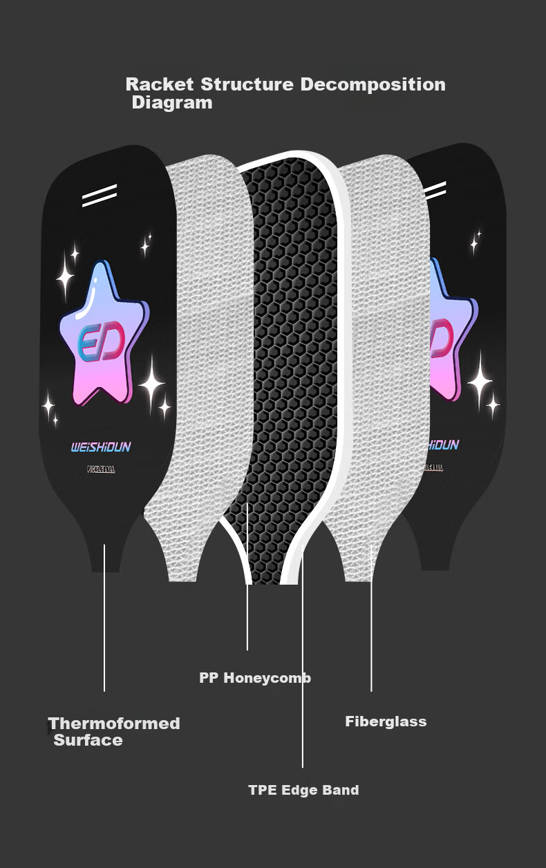 WEISHIDUN Hiking Ball Racket Set, Sports Parent-Child Interactive Toy Game for Children, Pickleball Sports Equipment, Black And Pink 6