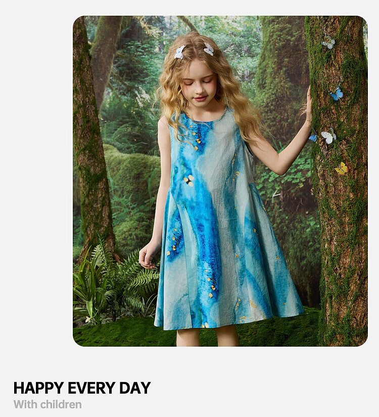 ASK JUNIOR Kids Dress Girls 2026 Summer Sleeveless Vest Dress Beach Vacation Style Princess Dress Green 130 24