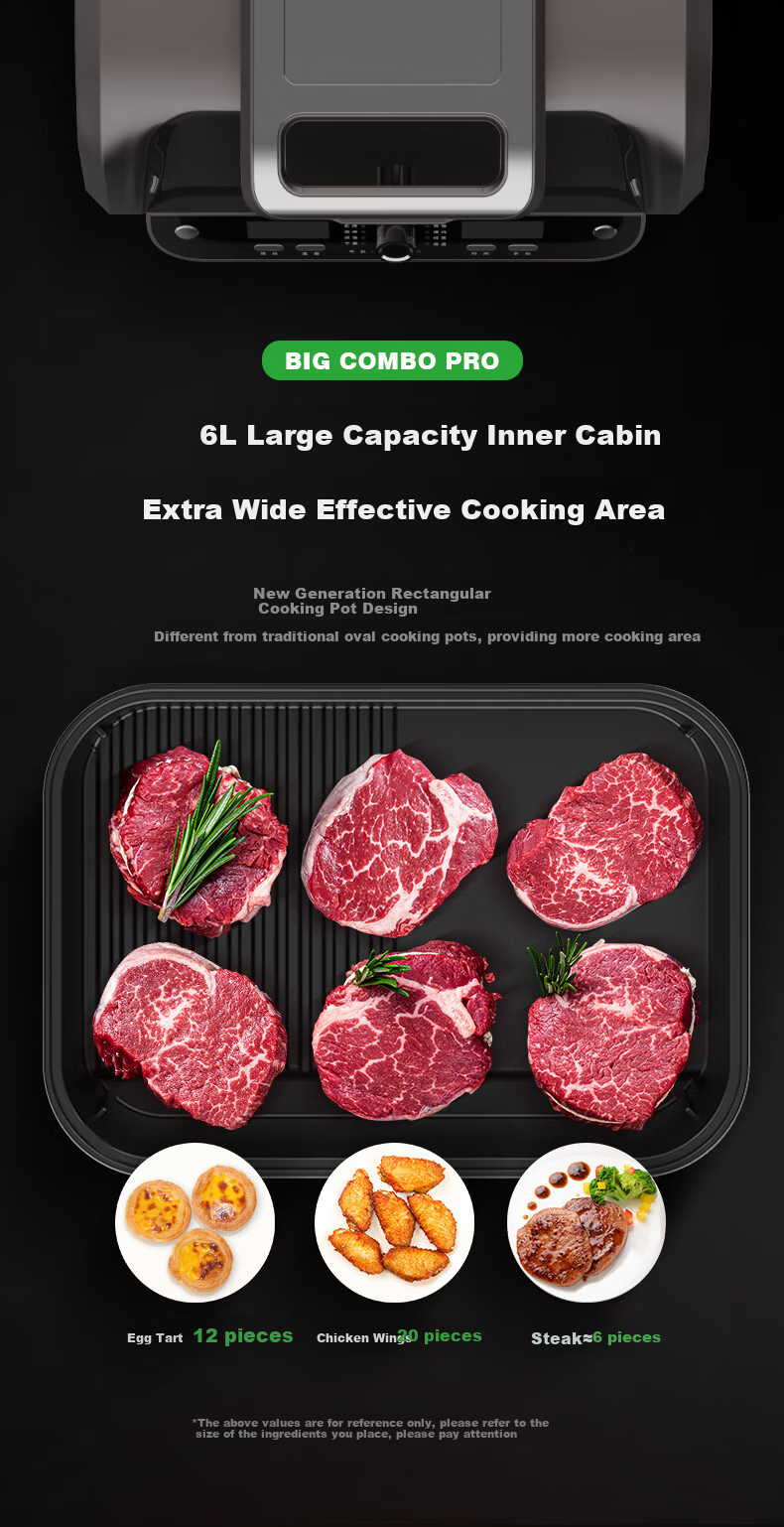 Hamilton Beach BC Steak Machine Air Fryer, Multifunctional Food Processor, No-Flip Oil-Free Cooking, Transparent Visible Food Pot 6L Large Capacity AF06202 7