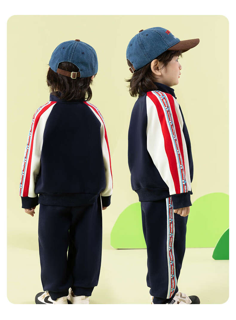 Disney Children's Clothing Spring And Autumn New Style Boys Casual Versatile Comfortable Warm Cartoon Jacket Set Navy Blue 90 14