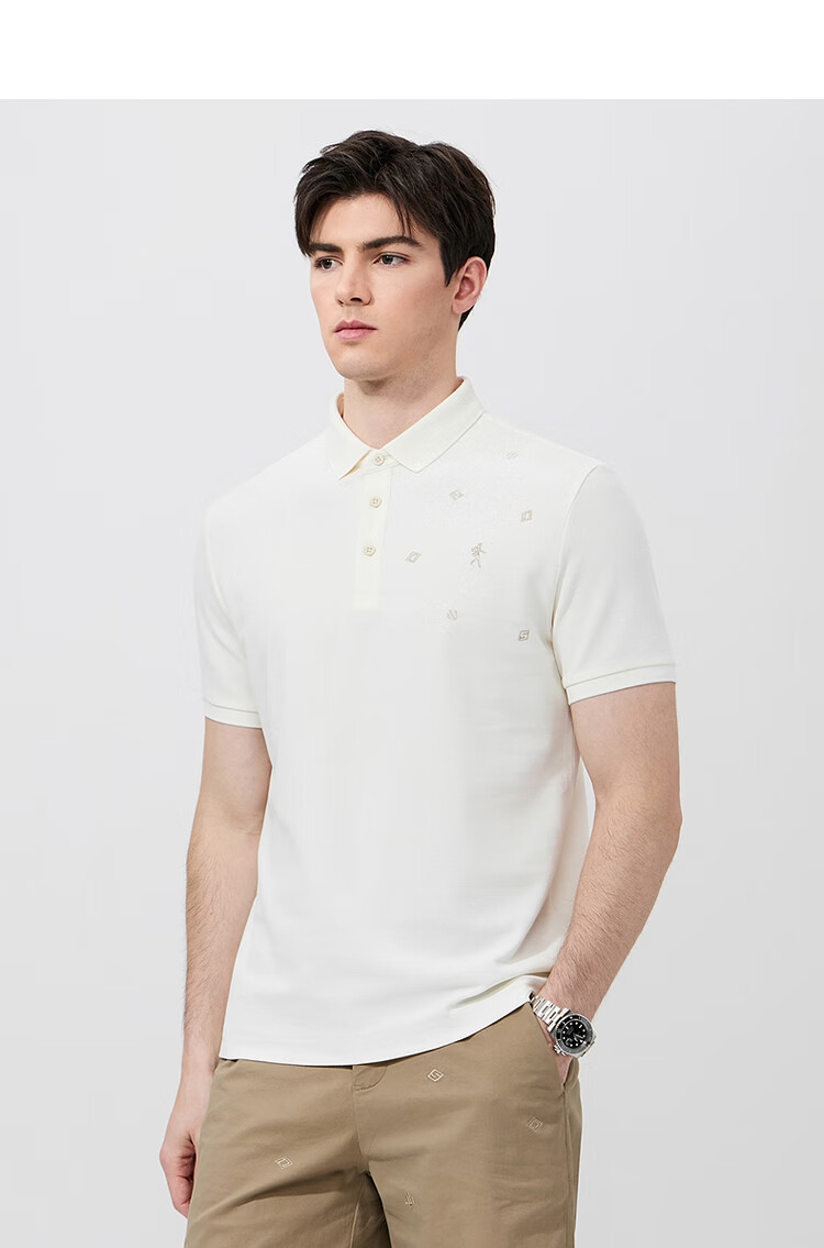 DANCING WOLVES [Ice Oxygen Bar & 7A Grade Antibacterial] Summer Dotted Embroidery Men's Short-Sleeve POLO, 001 Black, L(175) 11