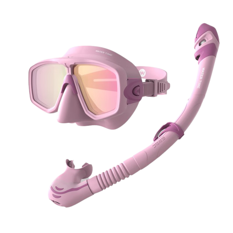 WATERTIME / Shuichuan Snorkeling Mask Diving Goggles Snorkel Set Coated Lens Respirator Snorkeling Gear Pink