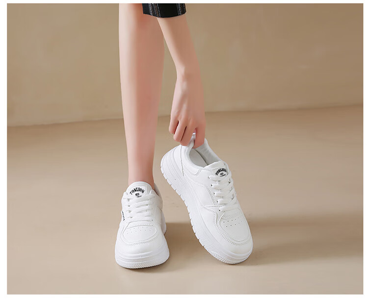 TonLion Women's Shoes, Summer 2026 White Sneakers, Korean-Style Student Skateboard Shoes for Women, Casual Sports Shoes, Beige, Size 35 19
