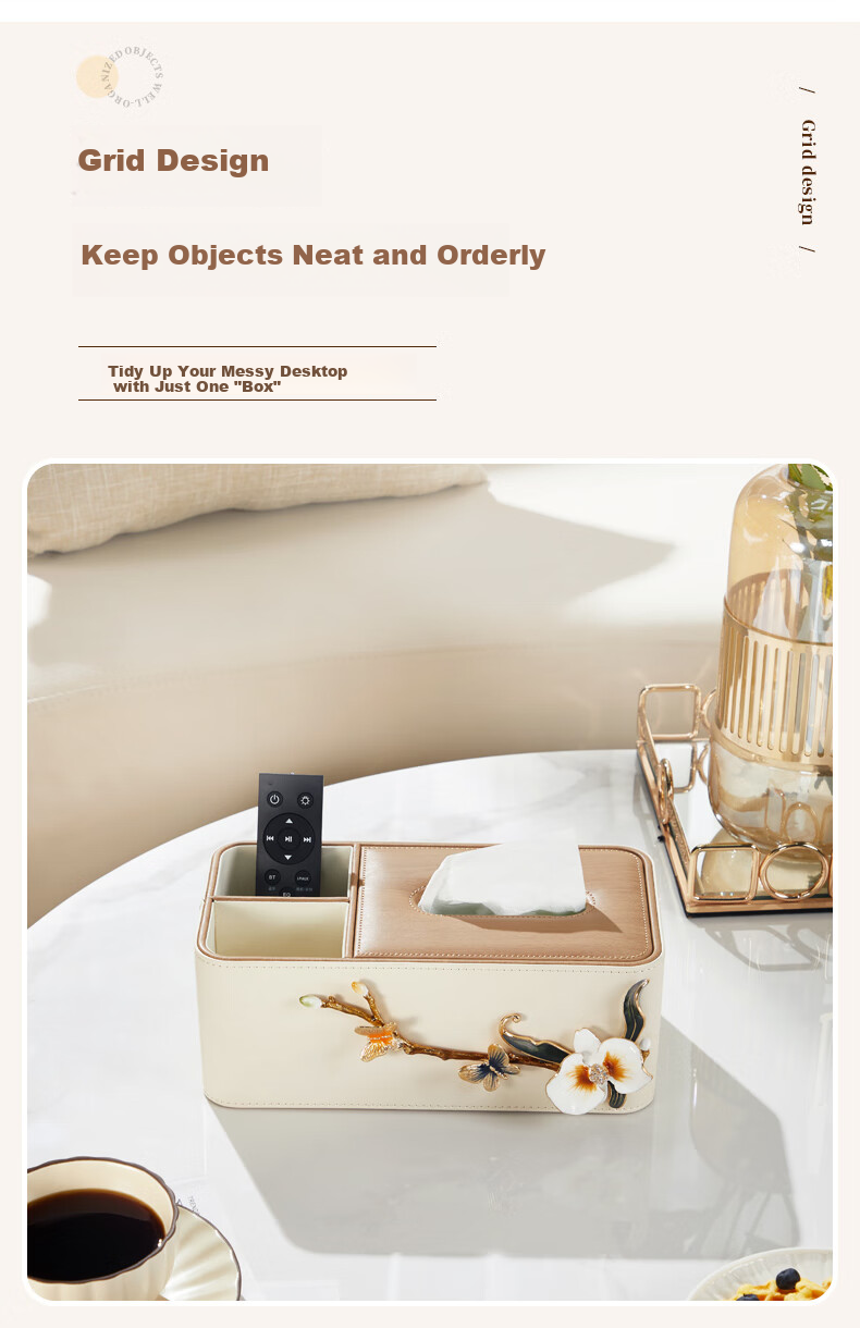 Nuoshiman Luxury Tissue Box, Living Room High-End Coffee Table Decoration, Multifunctional Storage, Housewarming Gift for Moving 3
