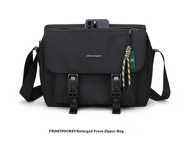 Slazenger Trendy Functional Magnetic Buckle Crossbody Bag Shoulder Bag Lightweight Large Capacity Messenger Bag, Black Extra-Large Versio 19