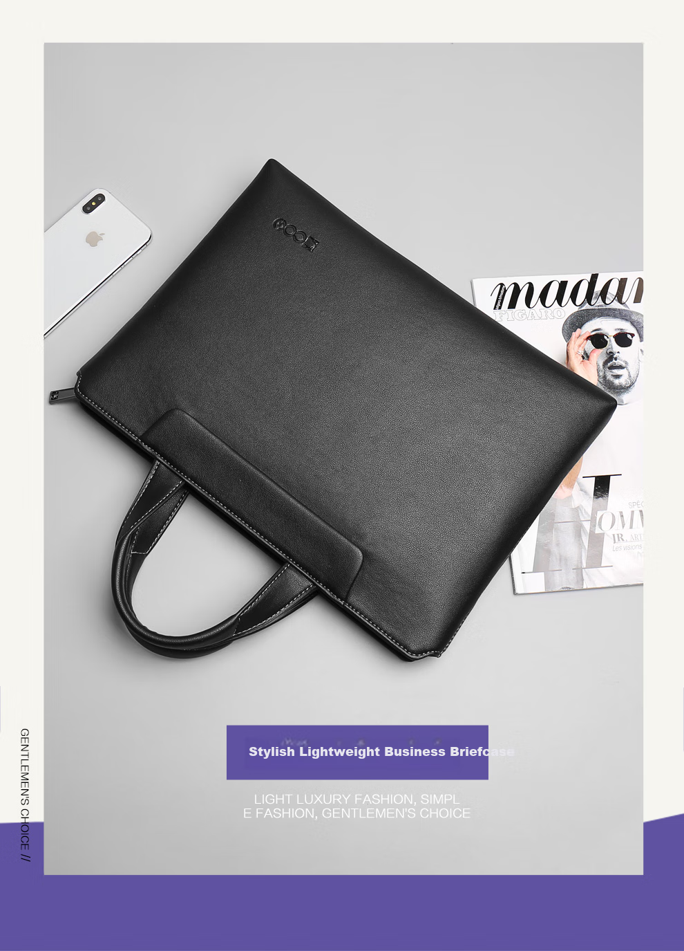 COW Men's Bag, Briefcase for Men, Fashionable Casual Light Business Handbag Backpack Laptop Bag, C-9810 Elite Model 4