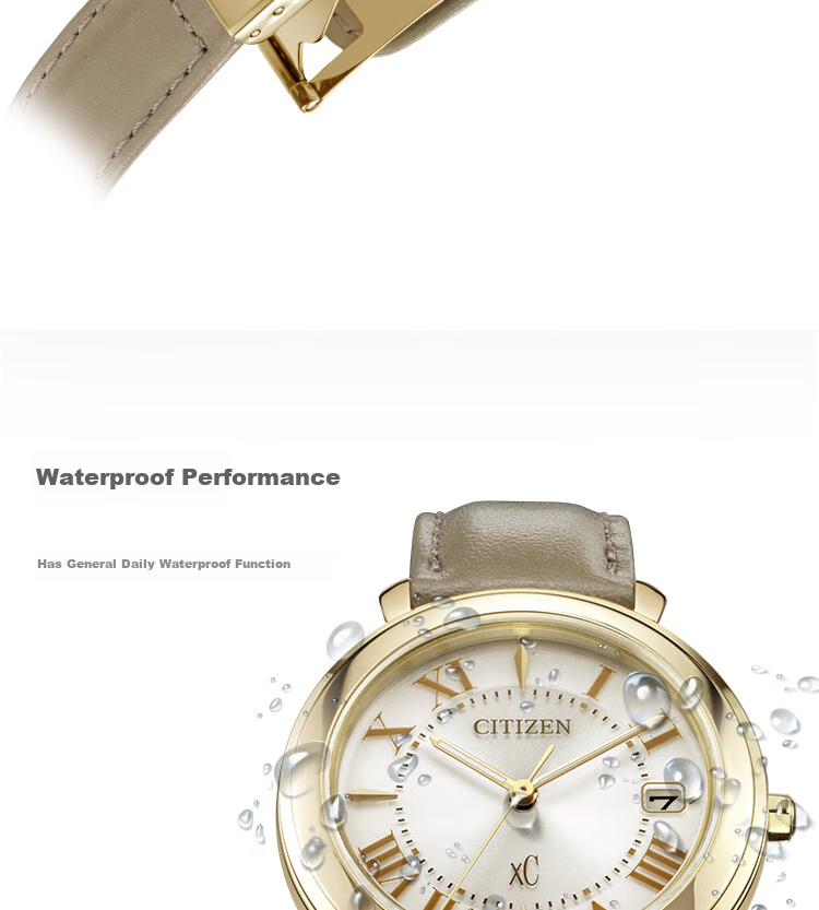 CITIZEN Watch for Women, Japanese And Korean Style, X Series, Eco-Drive, Date Display, Leather Strap, Fashionable Gift for Girlfriend, EO1203-03A 5