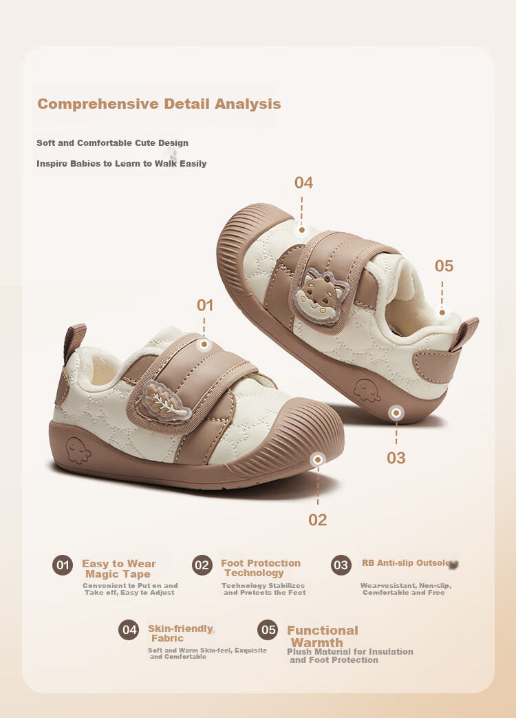 BALABALA Toddler Shoes, Baby Shoes for Boys And Girls, Autumn And Winter Fleece-Lined Shoes, Non-Slip 2