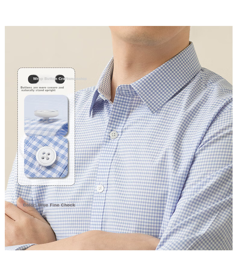 BLACKMONDAY Pure Cotton Plaid Shirt for Men, All-Cotton Liquid Ammonia Wrinkle-Resistant Formal Business Casual Long-Sleeve Dress Shirt 4