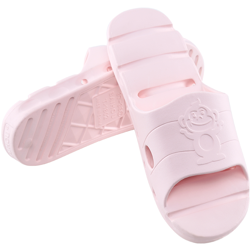 BAIHOU White Monkey Side-Draining Summer Wear-Resistant Home Bathroom Quick-Drying Indoor Men's And Women's Slippers 1802 Pink 39-40