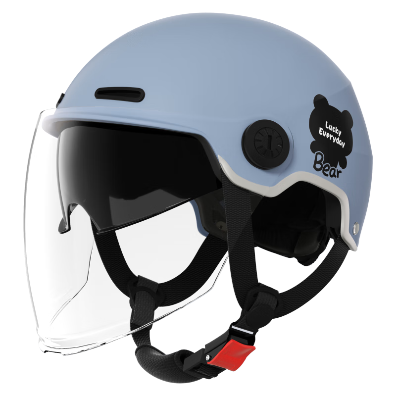 FOREVER New National Standard 3C Certified Electric Vehicle Helmet, Unisex Half Helmet, Winter Anti-Freeze Warmth, for Electric Scooters And Motorcycles, All-Season Safety Helmet C06 Ice Crystal Blue [High-Definition Dual Visor]