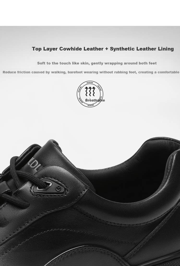 Goldlion Men's Shoes, Thick-Soled Casual Shoes, Soft And Durable Outdoor Trendy Versatile Sneakers, G559430518AAA, Black, Size 39 5