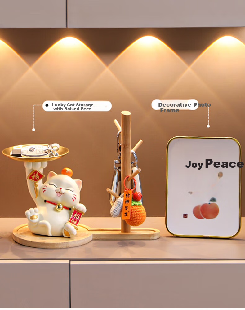 HUI XUAN LI Lucky Cat Money Tree Ornament for Office, Living Room, Entrance, New Chinese Style Sand Decoration, Housewarming Gift for New Store Opening 3