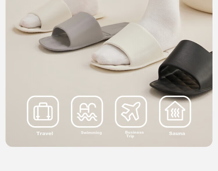 Sanli Foldable Travel Disposable Slippers, Portable for Women And Men, Beach And Business Trip Use, Hotel Washable, White, Size S 18