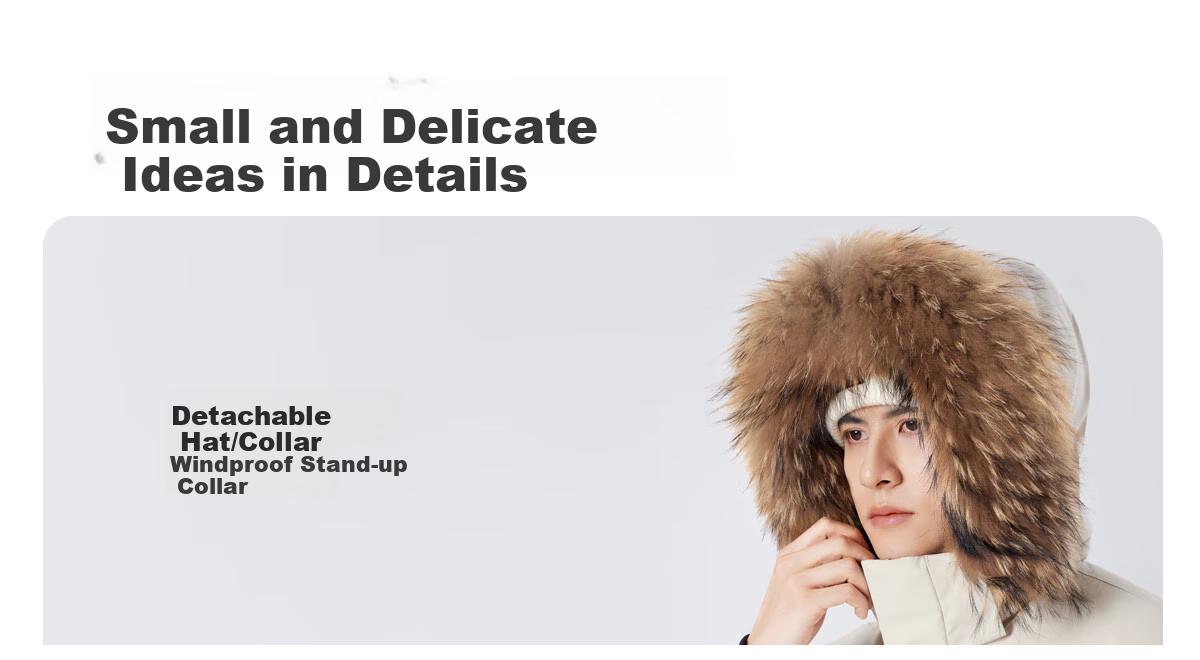CAMEL Men's Clothing, Large Fur Collar down Jacket, Winter Thickened Workwear Outdoor Warm Windproof Coat, M34CS01643 33