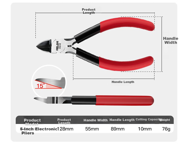 DELIXI ELECTRIC Side-Cutting Pliers, Industrial-Grade High-Tech Electronic Model Scissors, Electronic Pliers, Diagonal Cutting Pliers, 6-Inch Thick Versio 18