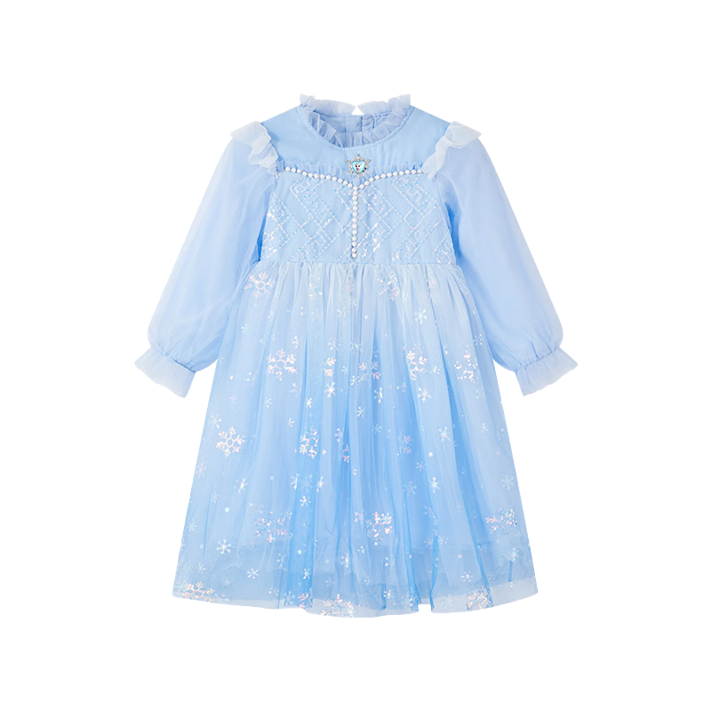 Disney Elsa Girls Princess Dress Autumn 2025 New Birthday New Year Party Dress