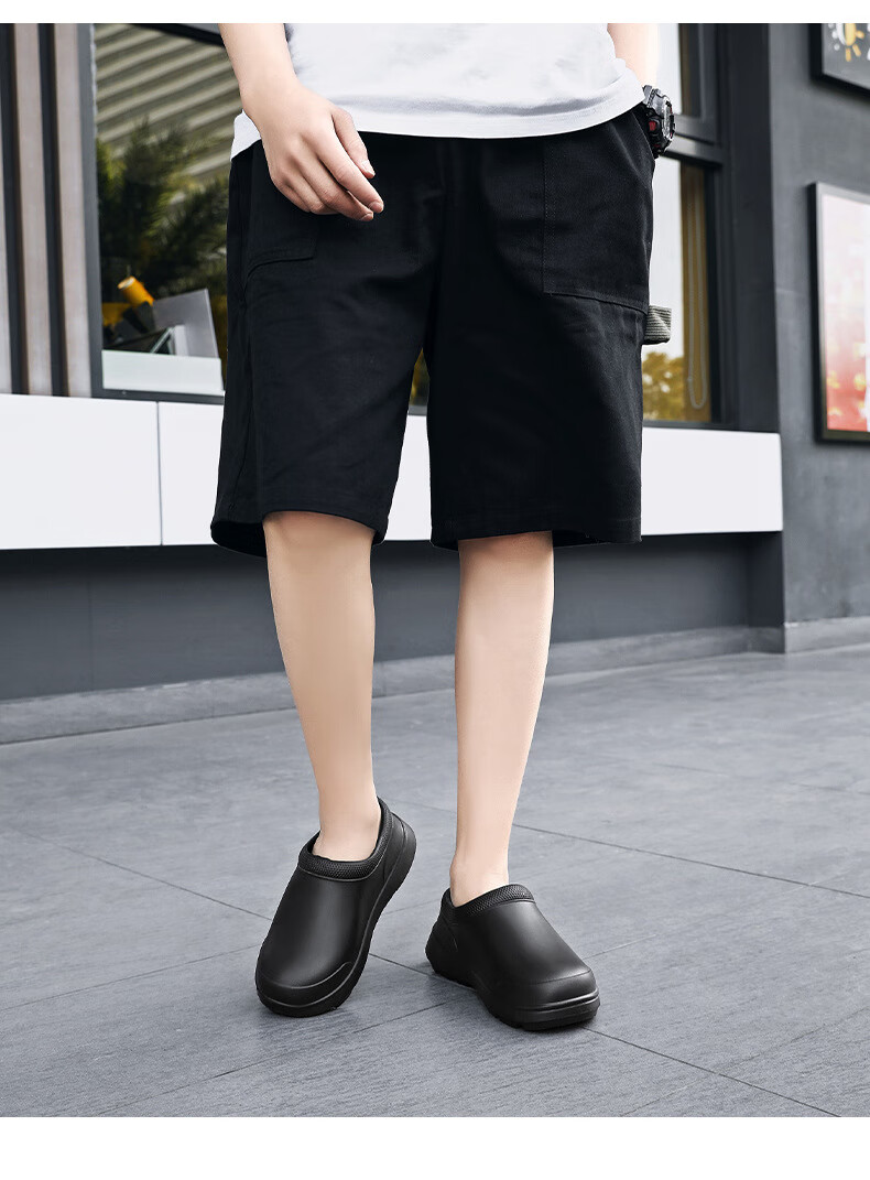 FOOTOPPO EVA Chef Work Shoes for Men, Kitchen-Specific Non-Slip Shoes, Black Oil-Resistant Chef Shoes for Men And Women, Waterproof Shoes 9