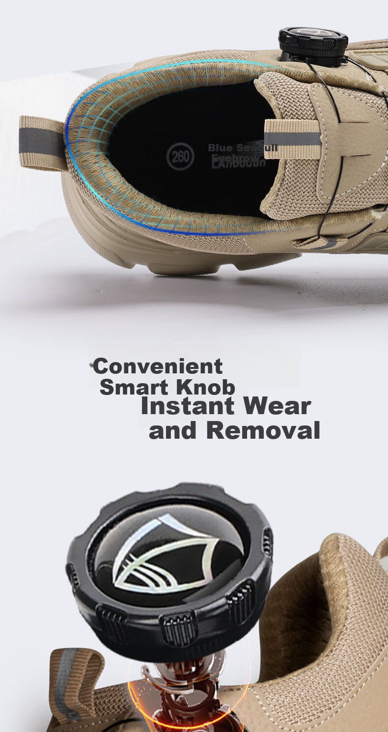 Lanoudun Safety Shoes for Men, Summer Breathable Soft-Soled Anti-Smashing Steel Toe Cap Puncture-Resistant Lightweight Work Safety Construction Site Shoes DL266 Size 44 5