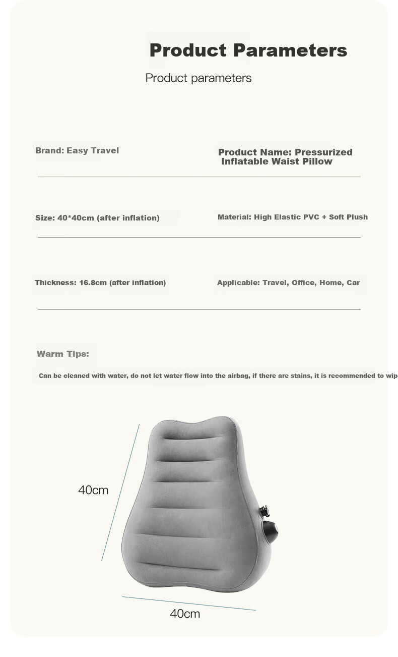 Etravel Inflatable U-Shaped Travel Neck Pillow Portable Mini Handheld Neck Support Pillow Gray 9