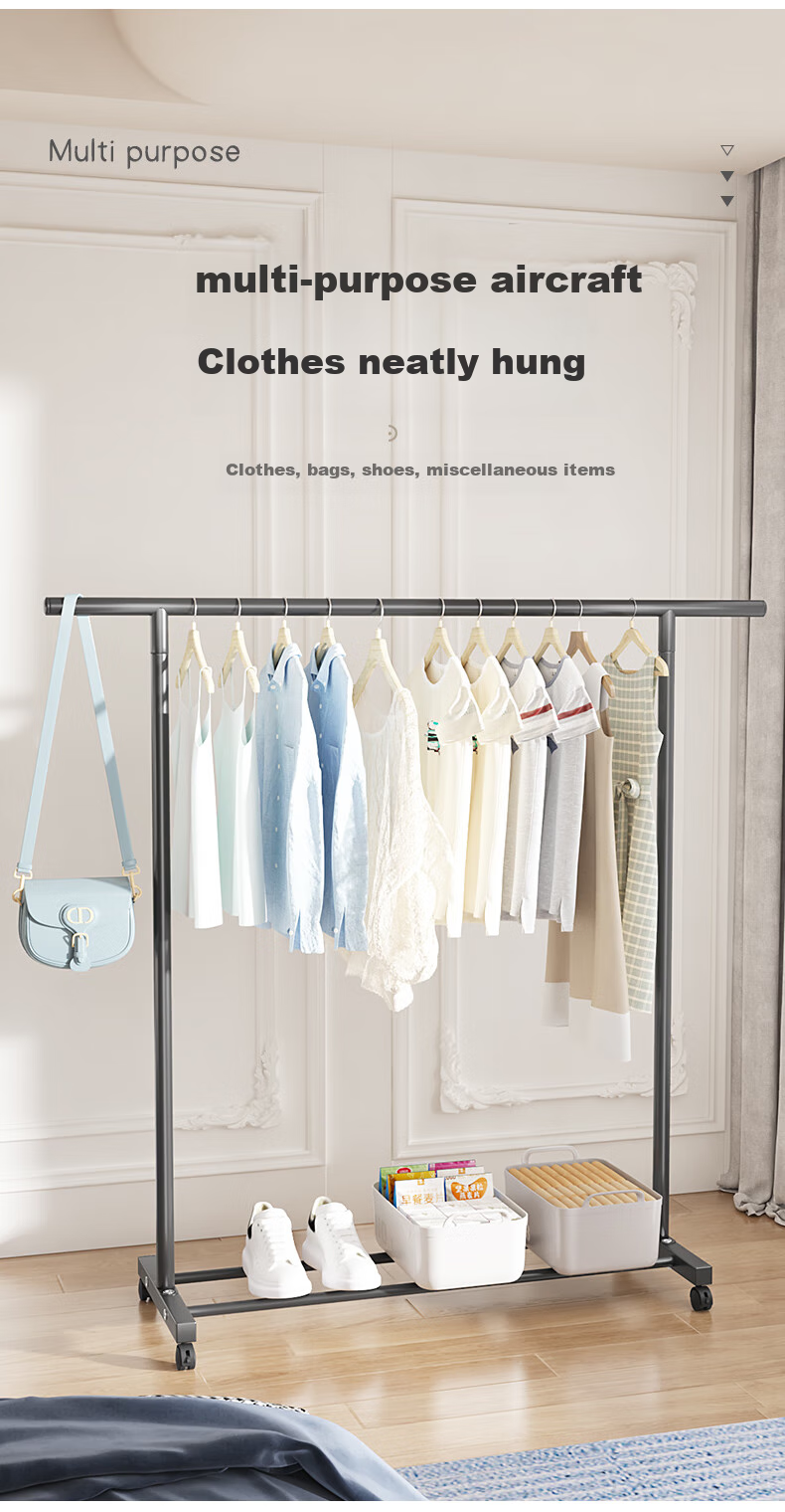 HKG Aluminum Alloy Single Rod Clothes Drying Rack Floor-Standing Indoor Bedroom Balcony 60cm for Students and Office Workers 6