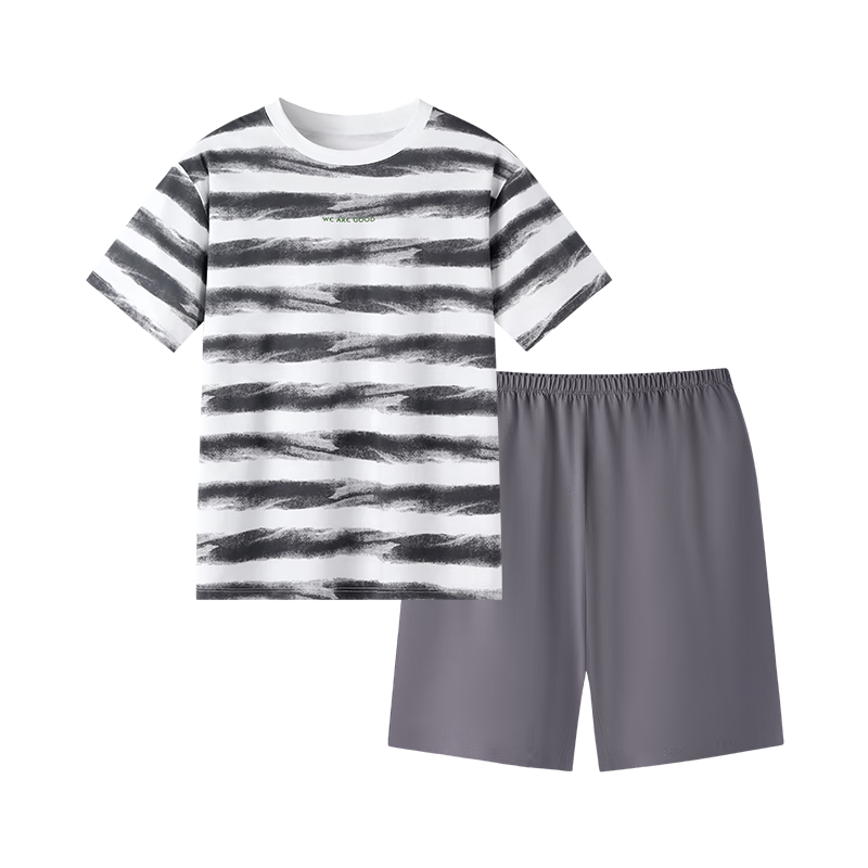 YING BO LUN Youth Pajamas Summer Thin Style Boys Short-Sleeve Set Student Loungewear 20799 Dark Gray 170
