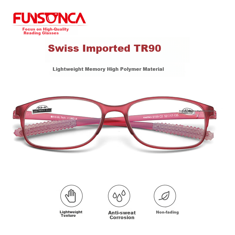 Funsonca Anti-Blue Light Ultra-Light Imported Frameless Glasses for Men And Women, Large Frame Reading Glasses, Durable Anti-Slip 150 Degree