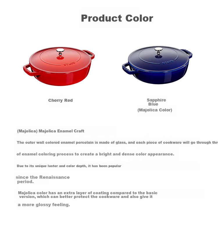 Staub French Imported Whirlwind Nail Pot, Double-Ear Soup Cooking Pot, Seafood Pot, Cherry Red, 28cm, 40511-474 8