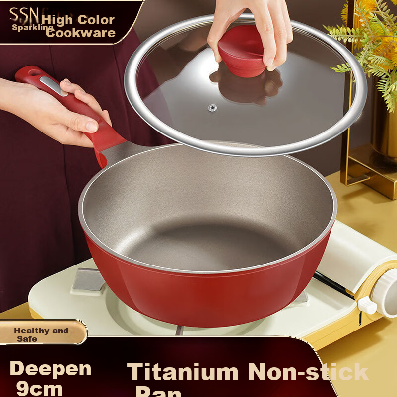 Сковорода SSN Titanium Non-Stick Wok, глубокая, с титановым антипригарным покрытием, подходит для индукционных и газовых плит, кухонная утварь, 26 см