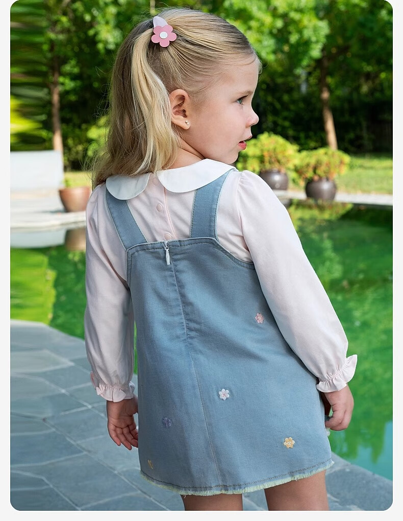 David Bella Kids Denim Suspender Dress Spring Girls Baby Sweet Dress Children's Clothing 7