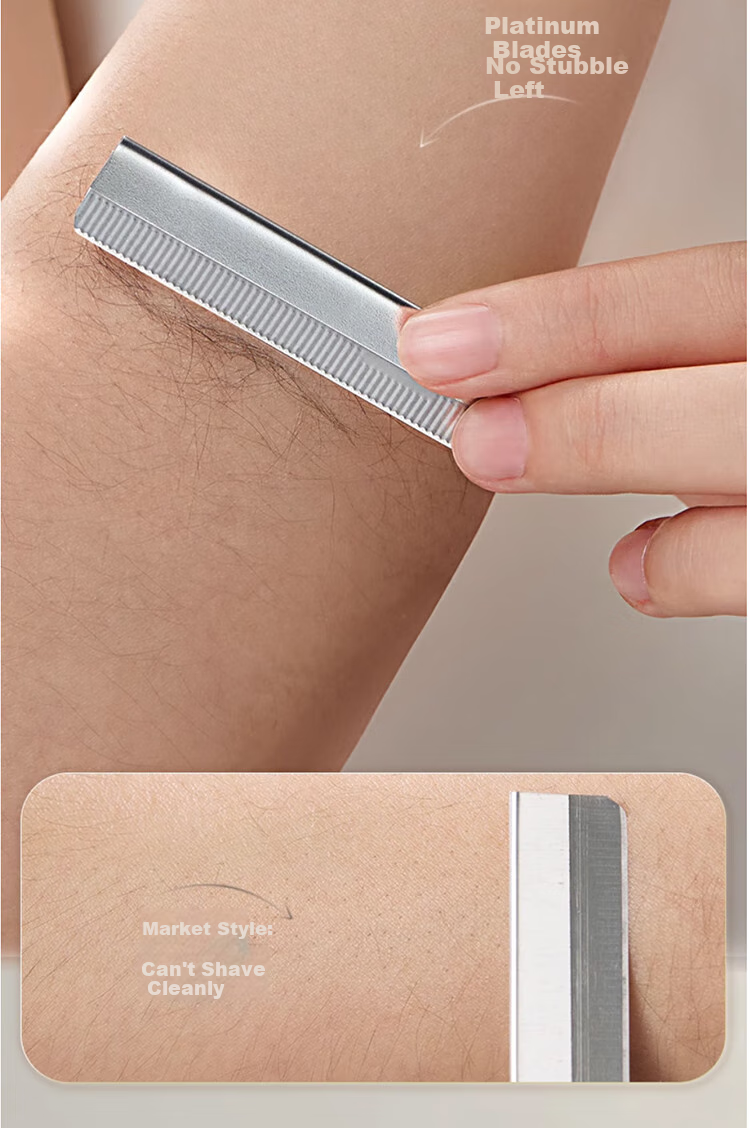 Goood New Stainless Steel Eyebrow Razor Blades for Beauty Salons (30 Pieces + Blade Holder), for Women's Eyebrow Shaving And Men's Eyebrow Trimming 5