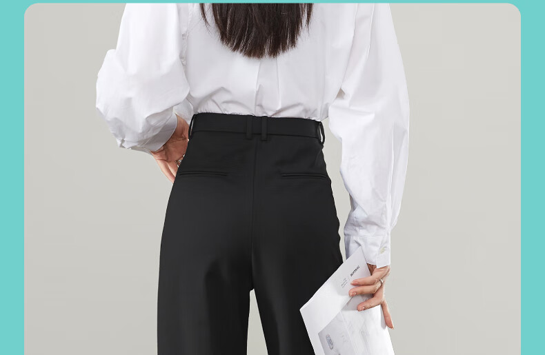ESE-Y Wide-Leg Suit Pants for Women, Spring 2025 New Style, High-Waisted Draping Slimming Trousers, Black-Standard Size 31 26