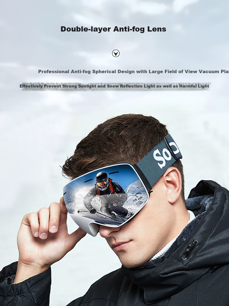 SooGree Ski Goggles for Adults, Anti-Fog Ski Glasses for Men And Women, Double-Layer Wearable with Prescription Lenses, Skiing Equipment for Mountaineering 2