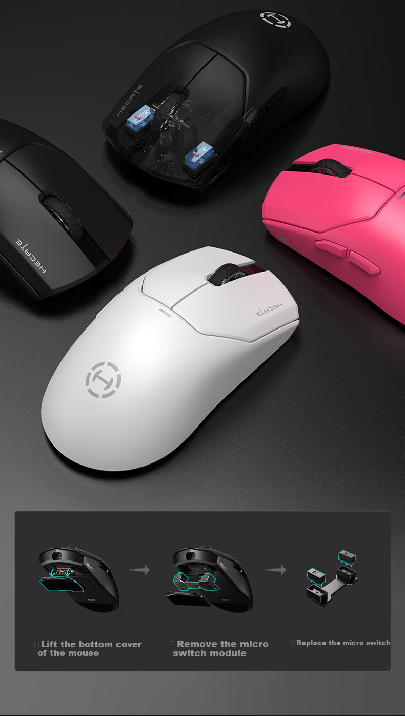 EDIFIER HECATE G5M Ultra Dual 8K Wireless Wired Bluetooth Tri-Mode Gaming Mouse PAW3950 Long Battery Life Hot-Swappable Switch Lightweight Silent White 5